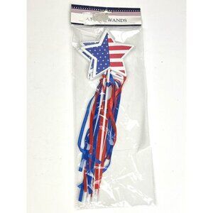 4pk GREENBRIER INTERNATIONAL 14" Red/White/Blue Patriotic Foam Ribbon STAR WANDS
